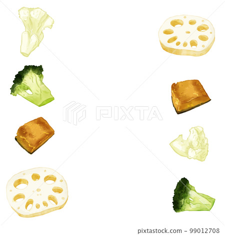 Hand-painted watercolor hot vegetable illustration square frame left and right Hand-painted watercolor hot vegetable illustration square frame left and right 99012708