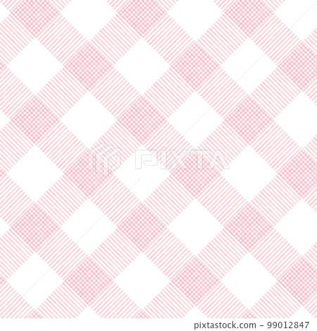 Pink and white hand drawn watercolor slanted plaid pattern 99012847