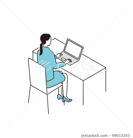 在個人計算機上工作的女商人 99013203