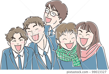 微笑_有微笑的人_高中男女5人 99013327