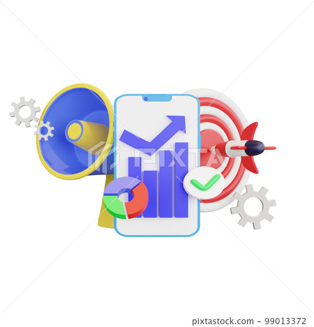 3d rendering of digital marketing hit the target 99013372