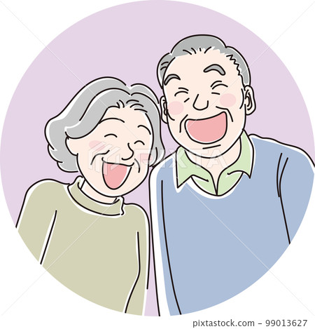 Smile _ smiling people _ 2 elderly men and women _ background color circle 99013627