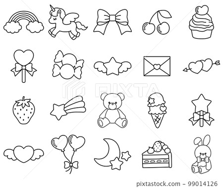 Yumekawa icon illustration set monotone 99014126