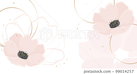 Floral minimalistic background with pink flowers. Delicate watercolor anemones. Vector background for banner, poster. 99014257
