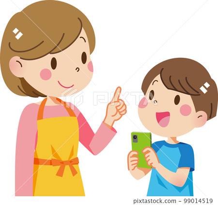 Parents and children discussing smartphone rules 99014519