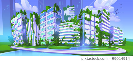 Futuristic smart city with eco buildings 99014914