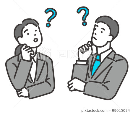 Vector illustration material of men and women of job hunting students who have doubts / job hunting / Hatena / job hunting 99015054