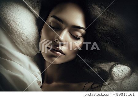 Beauty woman sleep and relax on comfortable bed. Beauty woman sleep and relax on comfortable bed. 99015161