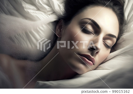 Beauty woman sleep and relax on comfortable bed. Beauty woman sleep and relax on comfortable bed. 99015162
