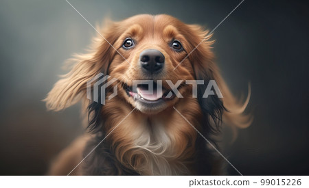 Adorable cute happy alive dog realistic graphic illustration background. Adorable cute happy alive dog realistic graphic illustration background. 99015226