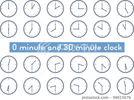 Clock icon illustration set showing 0 and 30 minutes 99015676