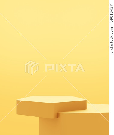 3d rendering of empty gold podium abstract minimal background. Scene for advertising design, cosmetic ads, show, technology, banner, cream, fashion, luxury. Illustration. Product display. copy space 99016437