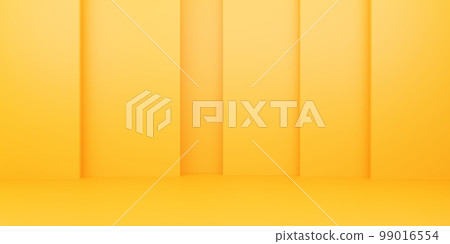 3d rendering of empty yellow orange abstract minimal background. Scene for advertising design, cosmetic ads, show, technology, food, banner, cream, fashion, kid, luxury. Illustration. Product display 99016554