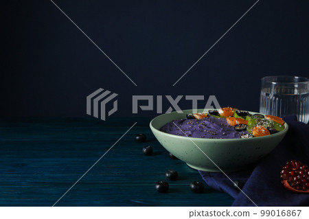 Concept of healthy food with acai smoothie, space for text 99016867