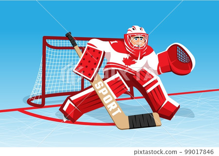 Hockey goalie on goal defense Hockey goalie on goal defense 99017846