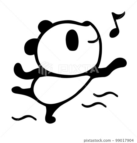 可愛簡單的熊貓跳舞快樂的姿勢 99017904
