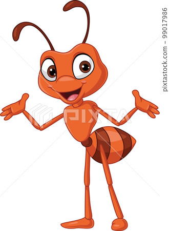 Cartoon cute ant on white background Cartoon cute ant on white background 99017986