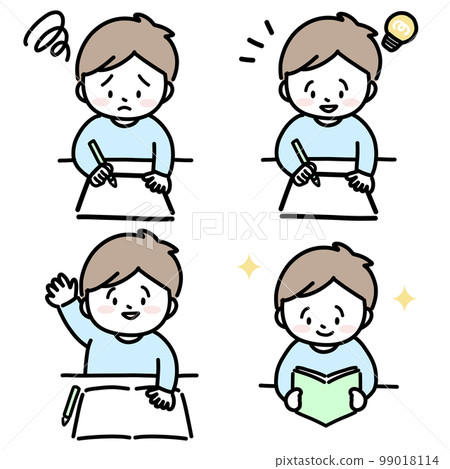 Children studying boy illustration set 99018114