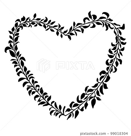 Doodle elegant heart frame, border monogram in doodle style isolated on white background. 99018304