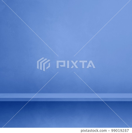 Empty shelf on a lilac blue concrete wall. Background template. Square mockup Empty shelf on a lilac blue concrete wall. Background template. Square mockup 99019287