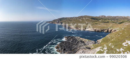 Aerial view of the pier by Marmeelan and Falcorrib south of Dungloe, County Donegal - Ireland 99020306