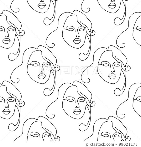 Seamless pattern with illustration woman face in a 99021173