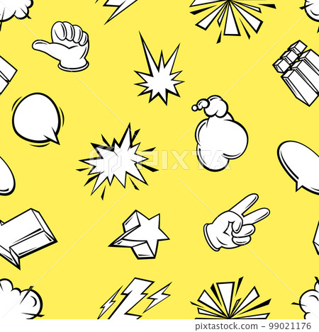 Seamless pattern with comic speech bubbles signs and symbols. Cartoon pop art creative image. Seamless pattern with comic speech bubbles signs and symbols. Cartoon pop art creative image. 99021176