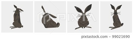 Hand drawn abstract vector graphic clipart illustration collection with blue adorable cute,realistic bunny characters.Trendy kids modern design concept.Vector contemporary New Year and Easter symbol. Hand drawn abstract vector graphic clipart illustration collection with blue adorable cute,realistic bunny characters.Trendy kids modern design concept.Vector contemporary New Year and Easter symbol. 99021690