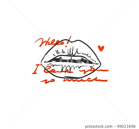 Hand drawn vector abstract graphic illustration Valentines day design elements, abstract open mouth beauty lips sign. Love design concept outline icon.Valentines beautiful design concept art isolated. Hand drawn vector abstract graphic illustration Valentines day design elements, abstract open mouth beauty lips sign. Love design concept outline icon.Valentines beautiful design concept art isolated. 99021696