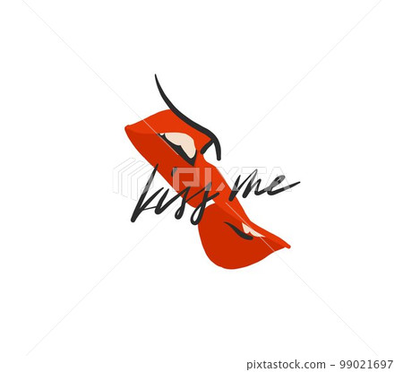 Hand drawn vector abstract graphic illustration Valentines day design elements, abstract two kissing lips together. Love design concept outline icon.Valentines beautiful design concept art isolated. 99021697