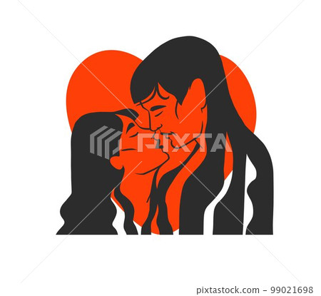 Hand drawn vector abstract graphic illustration Valentines day cards template, drawing kissing couple portrait set in line art style.Love couple kissing together.Valentines beautiful design concept. Hand drawn vector abstract graphic illustration Valentines day cards template, drawing kissing couple portrait set in line art style.Love couple kissing together.Valentines beautiful design concept. 99021698