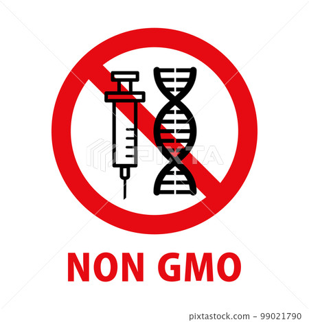 NON GMO: DNA and prohibition mark icon NON GMO: DNA and prohibition mark icon 99021790