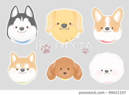 狗臉插圖設置簡單的眼睛 99022197
