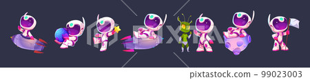 Cartoon vector illustration set astronaut in space 99023003