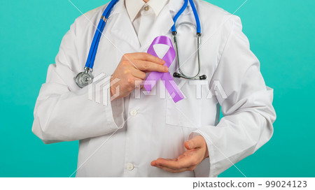 Male doctor holding a purple ribbon in her hands ADD,ADHD,Alzheimer Disease ,Arnold Chiari Malformation,Childhood Hemiplegia stroke, Epilepsy, Chronic Acute Pain,Crohns Male doctor holding a purple ribbon in her hands ADD,ADHD,Alzheimer Disease ,Arnold Chiari Malformation,Childhood Hemiplegia stroke, Epilepsy, Chronic Acute Pain,Crohns 99024123