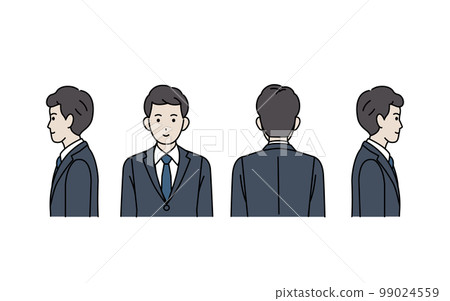 Illustration set of men in suits facing various directions 99024559
