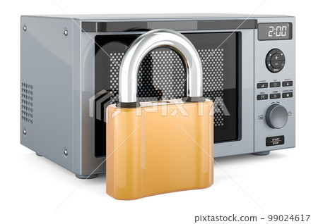 Combination oven, microwave with padlock, 3D rendering 99024617