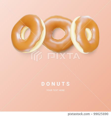 Brown donut isolated on light background. Colorful chocolate donuts. Various glazed doughnuts. Vector illustration 99025890