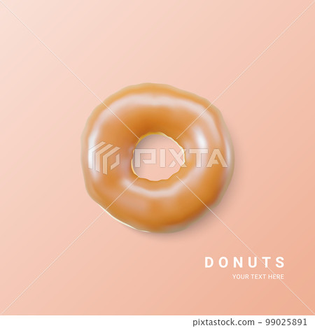 Brown donut isolated on light background. Colorful chocolate donuts. Various glazed doughnuts. Vector illustration 99025891