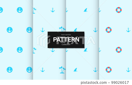 Set of blue seamless patterns. Vector seamless... - Stock Illustration ...