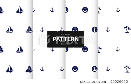 Set of  light blue seamless patterns. Vector seamless nautical textures 99026020