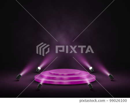 Podium with lighting. Stage, Podium, Scene for Award Ceremony with spotlights. Vector illustration Podium with lighting. Stage, Podium, Scene for Award Ceremony with spotlights. Vector illustration 99026100