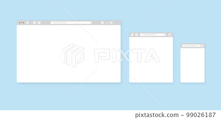 Web browser window template. Website browser different devices. Vector illustration Web browser window template. Website browser different devices. Vector illustration 99026187