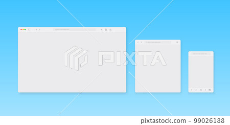 Web browser window template. Website browser different devices. Vector illustration Web browser window template. Website browser different devices. Vector illustration 99026188