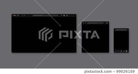 Web browser window template. Website browser different devices. Vector illustration Web browser window template. Website browser different devices. Vector illustration 99026189