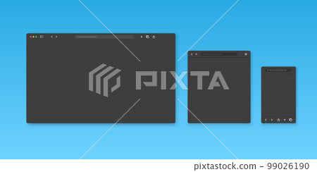 Web browser window template. Website browser different devices. Vector illustration 99026190