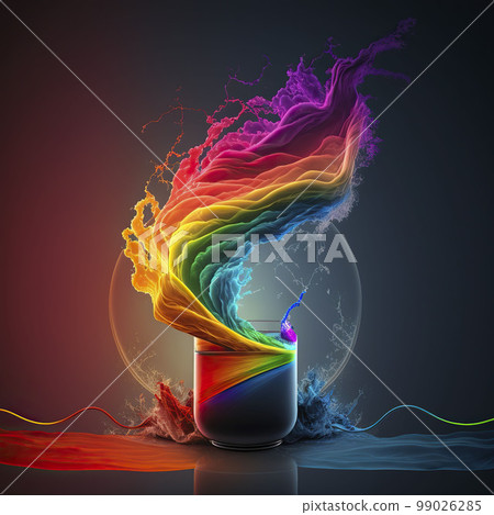 Colorful liquid splashes. Generative AI. 99026285