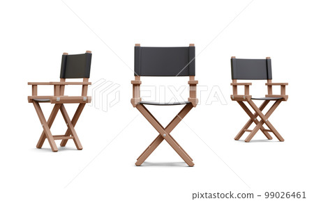 Set of 3d realistic director chair isolated on white background. Vector illustration 99026461