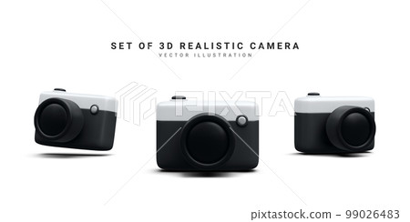 Set of 3d realistic camera isolated on white background. Vector illustration Set of 3d realistic camera isolated on white background. Vector illustration 99026483