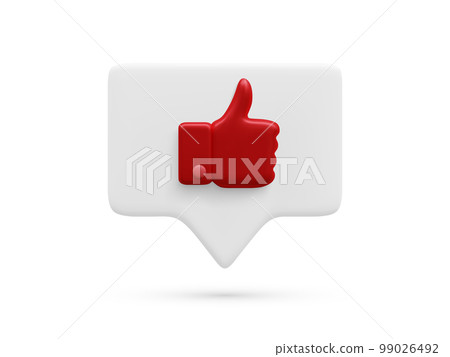 3d realistic bubble with red thumbs up icon isolated on white background. Vector illustration 3d realistic bubble with red thumbs up icon isolated on white background. Vector illustration 99026492
